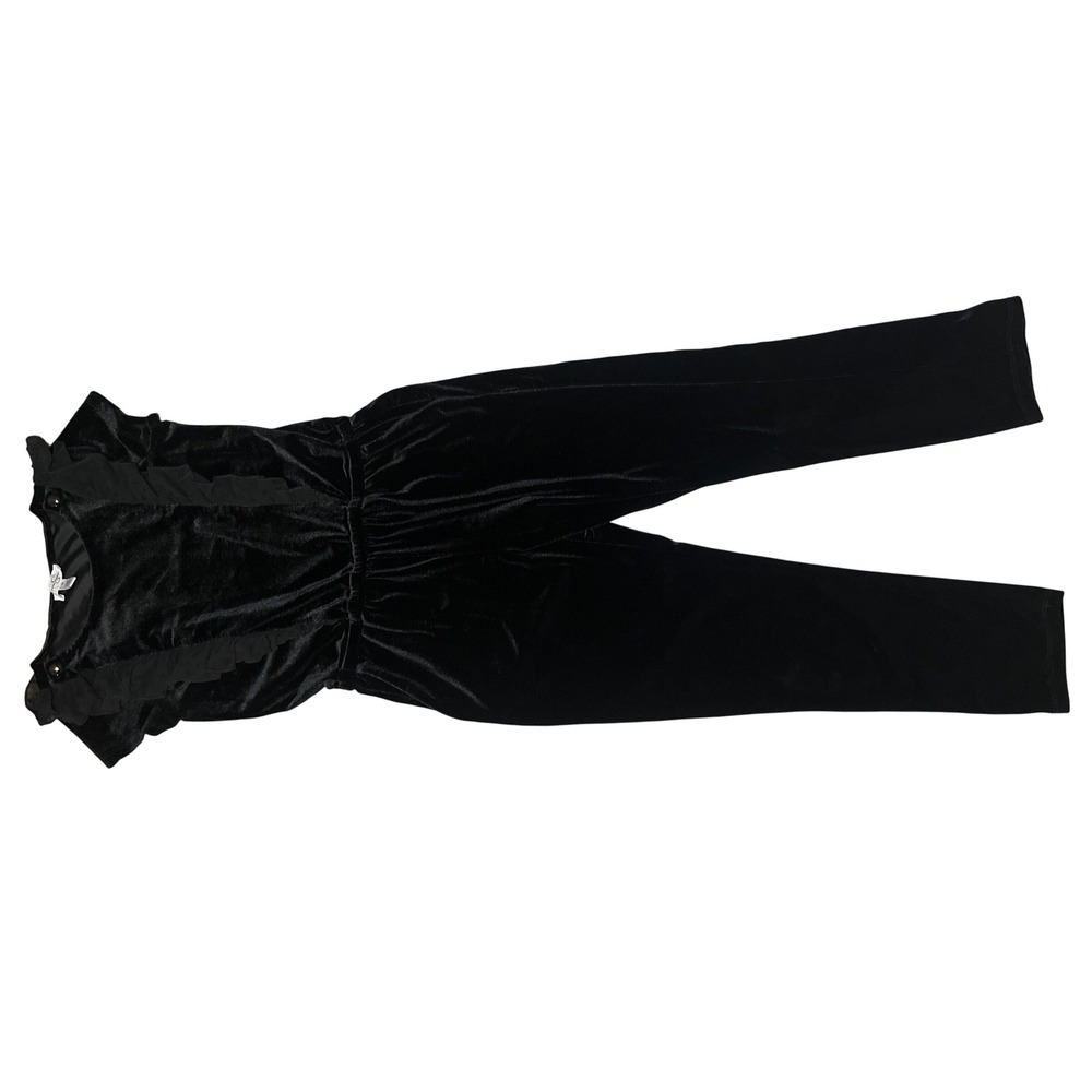 Jessica Simpson‎ Black Velvet Ruffle Jumpsuit Kids Size Medium